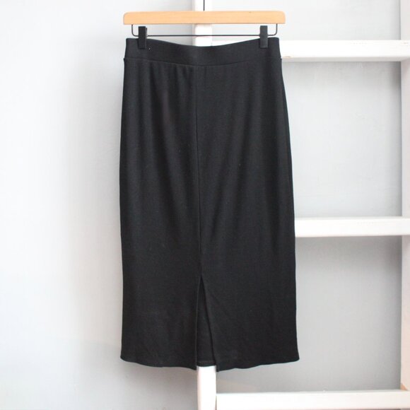 Marine Layer Lexi Classic Black Pencil Midi Robbed Skirt Size Medium - Picture 4 of 7